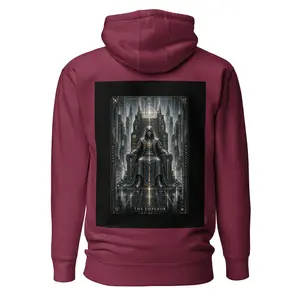 Women's Techno Tarot-The Emperor Pullover Hoodie, Women's Tops Clothes, Architecture-Castle-Inspired Futuristic Hood Hoodies, Architecture Women's Hoodies