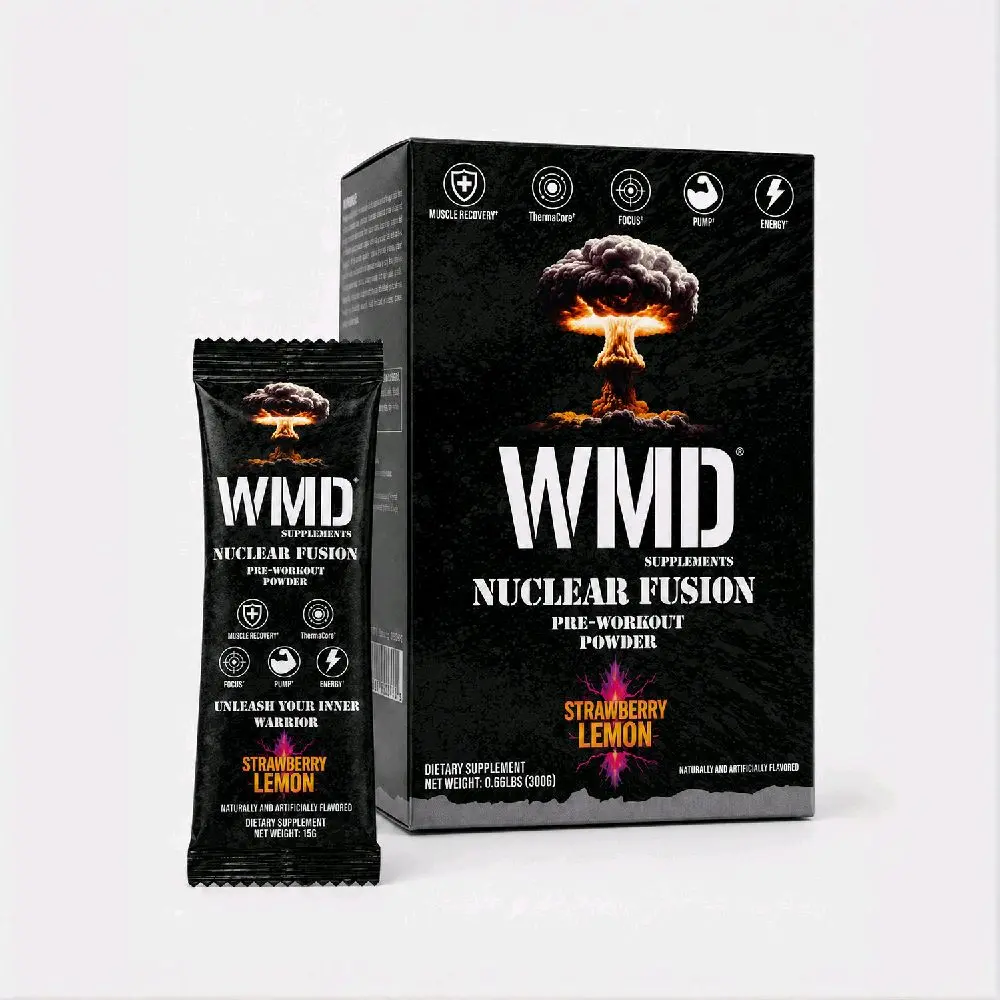 WMD Nuclear Fusion Pre-Workout Sachets – Strawberry Lemon, 20 Count