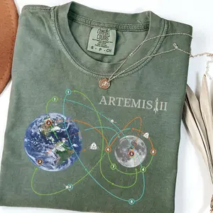 Comfort Colors Artemis II Moon Mission T-Shirt, NASA Space Program Fan Tee, Astronomy Gift, Rocket Launch Shirt