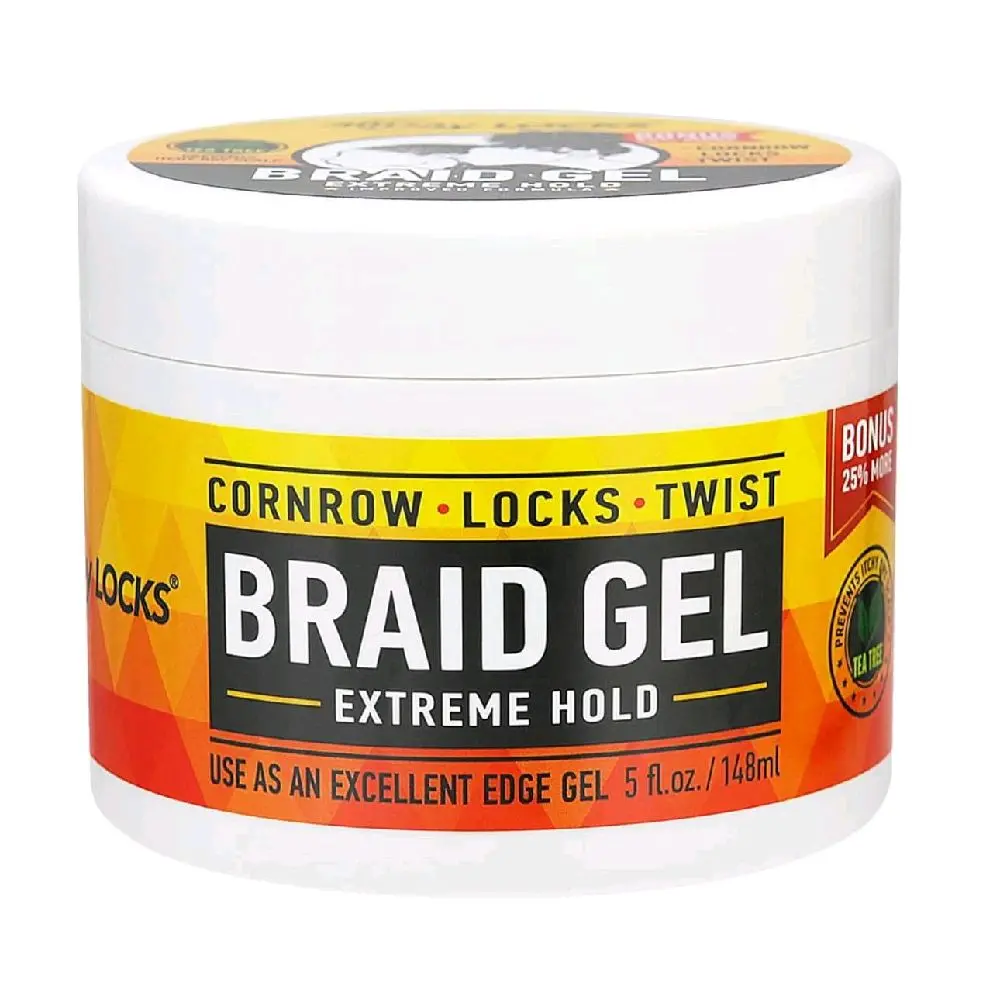 AllDay Locks Braid Gel | Extreme Hold, High Shine | Frizz & Flake-Free Edge Control | Tea Tree, Lavender, Peppermint Oil | Slick & Style Braids, Locks, Twists, Cornrows | 5 oz