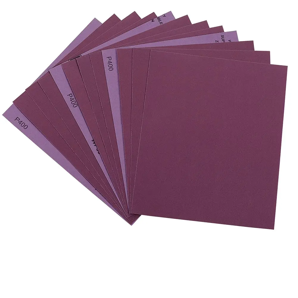 Sandpaper 400 Grit, Wet Dry Sanding Sheets 9 x 11 Inch,  White Fused Alumina Abrasive Sander Paper for  Furniture Finishing, Metal Sanding, Automotive Polishing,12-Sheets