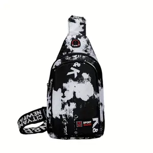 1pc Messenger Bag, Men's Trendy Satchel Bag, Large Capacity Chest Bag, Trendy Fashion Shoulder Chest Bag