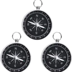 3-Piece Compass Set, Aluminum Alloy Hiking Survival Tool, Lightweight Keychain, Hiking Essentials, Portable Outdoor Camping Navigation Instrument, Camping Tools, Camping Supplies, Camping Gear