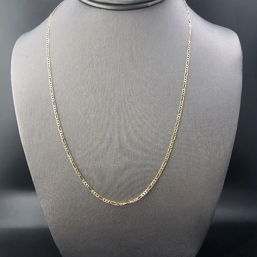 14K Gold Chain 20" Figaro Necklace for Men and Women