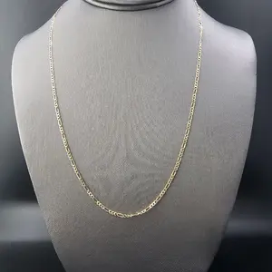 14K Gold Chain 20" Figaro Necklace for Men and Women