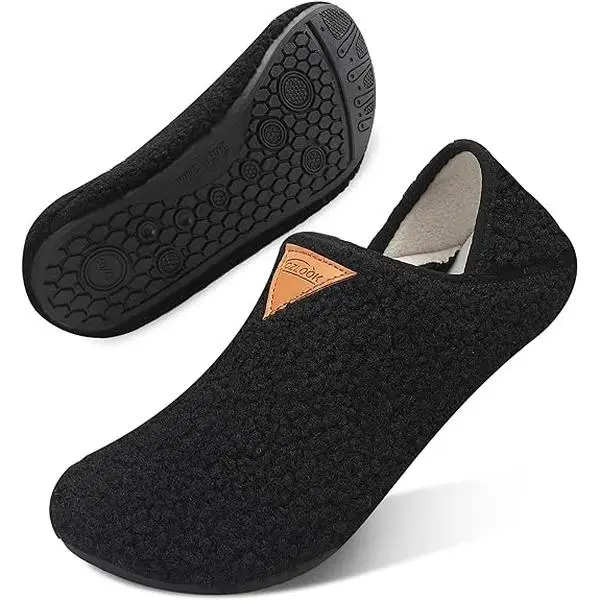 Black Friday Women's Warm Winter Indoor Slippers, Solid Color Non-Slip Plush Slippers for Office, Soft Bedroom Slippers