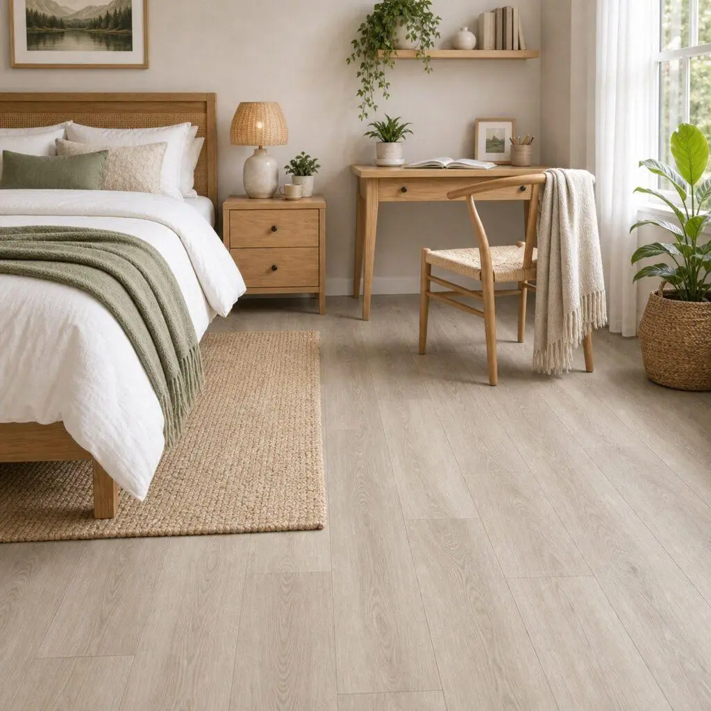 Greige Oak Peel-and-Stick Vinyl Plank Flooring, Home Improvement Building Supply for Flooring Materials Needs