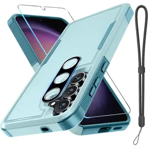 Case For Samsung Galaxy S25 FE With Screen Protector+Camera Lens Cover,Military Grade Heavy Duty Shockproof Phone Cover With Wrist Lanyard Strap For Samsung S25fe,Mint Green