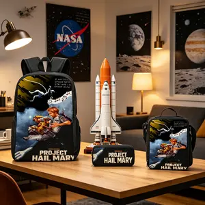 Project Hail Mary 3PCS Space Backpack Set School Bag with Lunch Box & Pencil Case Sci-Fi Student Backpack for Movie Lovers Lightweight Durable TikTok Viral Aesthetic Bookbag Back to School Gift for Boys Girls Teens