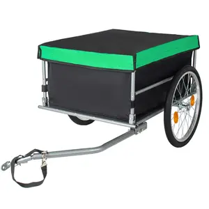 Foldable Bicycle Cargo Trailer with 20-Inch Wheels, Removable Cover, Folding Frame Quick Release, Bike Cart Wagon for Luggage, Tools, Groceries, Outdoor Camping Gear Hauler, Black+Green, Home Furniture and Household Product Search Terms