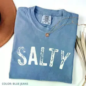 Comfort Colors Salty Shirt, Retro Beach Graphic Tee, Summer Coastal Aesthetic Top, Funny Ocean Vibes Shirt, Women Gift Tee