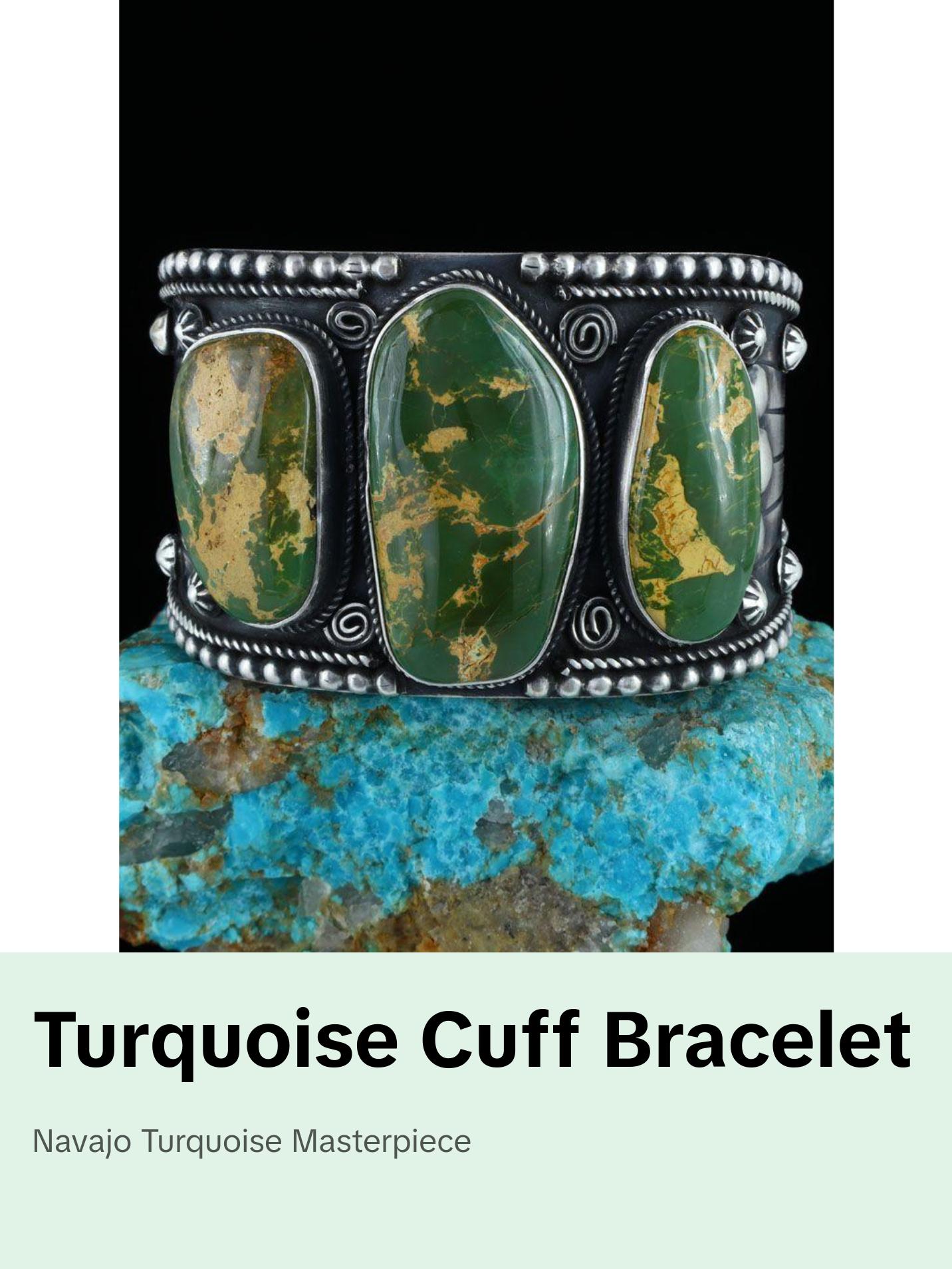 Native American Jewelry Stone Mountain Turquoise Cuff Bracelet