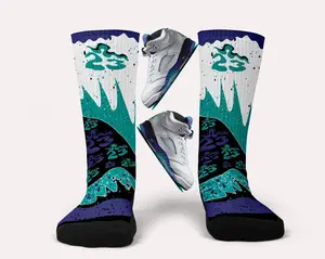 JD 5 Grape Matching Socks for Sneakerheads and Streetwear Fan
