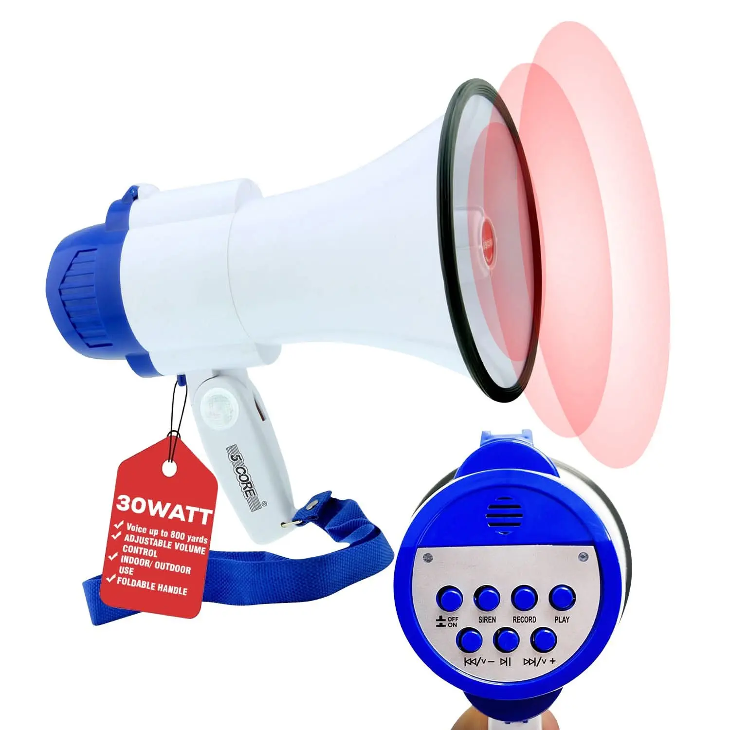 5 Core Megaphone 30W Bull Horn PA Speaker