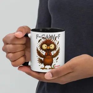 [BNB Gift 2025] Funny Chicken Mug 11 oz, F-Caw-F Chicken For Halloween, Humorous Rooster Ceramic Drinkware, Gift ideas,Ceramic Coffee Mugs