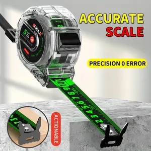 metric system 1 Piece Fluorescent Thickened Steel Tape Measure, Household Measuring Meter Tape, Reinforced Wear-Resistant Material, Waterproof Night Light Tape Measure, Circular Scale 196.85inch / 275.59inch / 393.7inch High Precision Measuring Tape