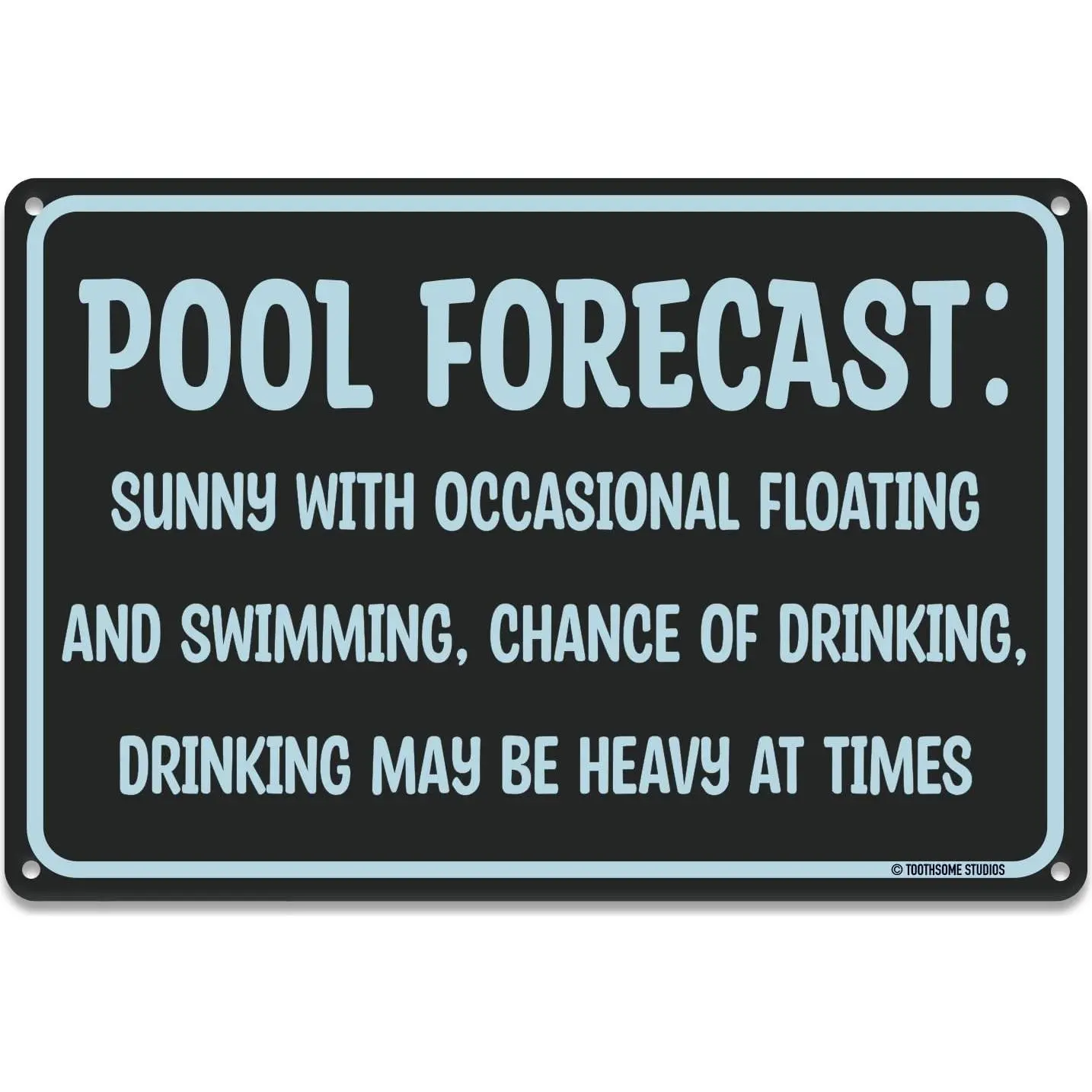 Funny Printed Colorful Pool Forecast Tin Sign, 12"x8" Home Decor Plaque with Mount-Hanging Design for Poolhouse, Coastal Bedroom