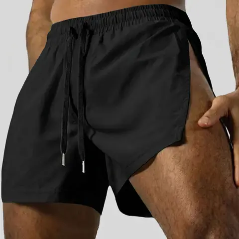 INCERUN Men's Fashion Casual Deconstructed Solid Color Plain Polyester Drawstring Waist Shorts, Perfect for Summer Daily Wear, Comfortable and Stylishsummer Shorts