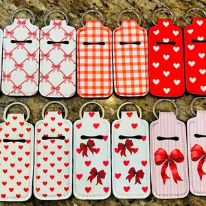 Chapstick Keychain Holders Set of 5 with Red Bow and Heart Patterns for Easy Access and Organization