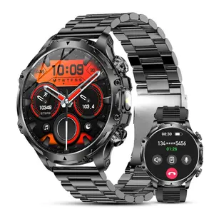 1.85 Inch Large Screen Smartwatch, Fitness Tracker Smartwatch, Multifunctional Calling Android Smart Watch, Wireless Bluetooth Smart Watch, 1pc Steel Band with 1 Spare Silicone Band, Sports Watch with Multi-Sport Modes for Men, Wearable