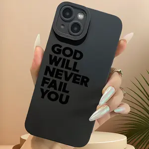 A Black Phone Case with a Bible Verse Design, Made of Full-Cover Silicone to Prevent Drops, Compatible with for iphone Models Including 17 Pro Max, 16 Pro, 16, 16 Plus, 15, 15 Plus, 15 Pro, 15 Pro Max, 14, 14 Plus, 14 Pro, 14 Pro Max, 13, 13 Pro, 13 Pro M