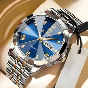 [LX STAR] Watches for Men Luxury  Business Dress Analog Quartz Stainless Steel  Luminous Date Two Tone Casual Wrist Watch