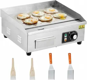 Durable Commercial Electric Griddle, 14/18/22" Stainless Steel Flat Top Grill 3000W/110V, Adjustable Temperature 122°f-572°f, Nonstick Teppanyaki Countertop for Indoor Kitchen & Restaurant Use