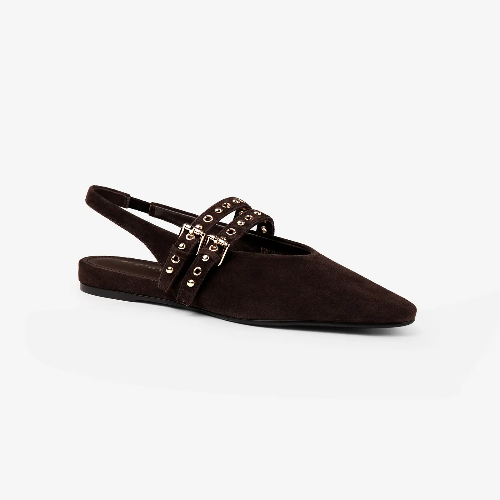 Slingback Flats for Women, Pointed Toe Mule Shoes with Adjustable Buckle, Comfortable Low Heel Dress Flats for Work Office Casual Suede Clogs Footwear