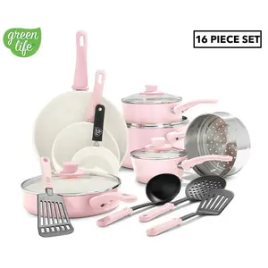 GreenLife Ceramic Non-Stick Cookware Set – Soft Grip, 12 Pieces