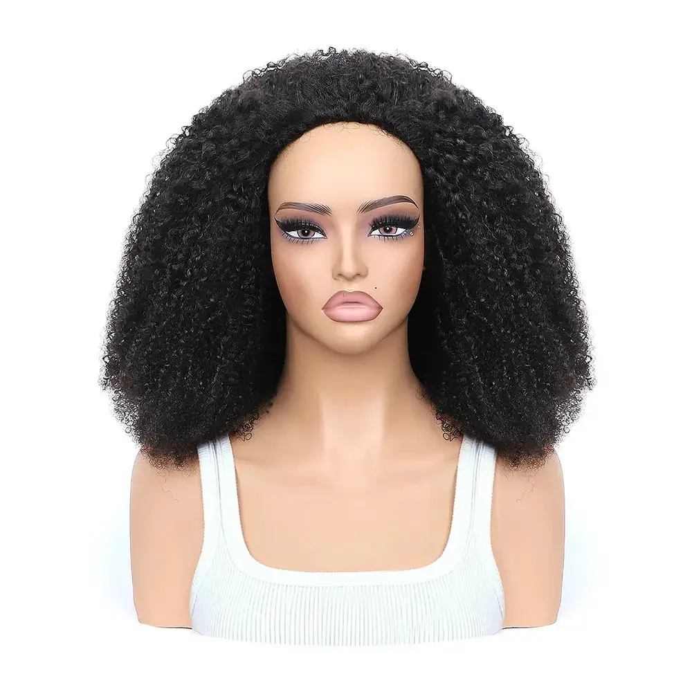 YGwigs Wear Go Half Wig Glueless Afro Kinky Curly & Water Wave & Kinky Straight Wig 250% Density Real Human Hair, Seamless Flip Over, Beginner Friendly