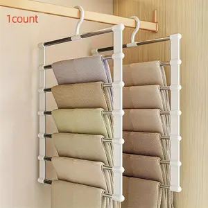 Foldable Pants Organizing Hanger, Hanging Multi-Layer Stainless Steel Clothing Rack, Durable & Space-Saving Design, Ideal for Home Organization, Home Organizer, Organiser