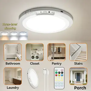 Smart USB Rechargeable Motion Sensor Ceiling Light with Remote Control – Magnetic Wireless LED Light, Battery Powered, Easy Install No Wires for Closet, Shower & Porch