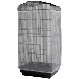 Adjustable Birdcage Seed Catcher  Catcher Bird Cage Cover Net Airy Soft Skirt Guard Birdcage Nylon Mesh Netting for Parrot Macaw Parakeet Round Square Cage (118 x 32 Inch, White)