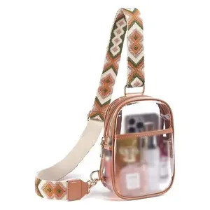 Clear Sling Bag, Clear Stadium Approved Crossbody Bag Purses for Women, Heavy Duty Transparent Chest Bag with Adjustable Strap,Sports Clear Crossbody Bag For Going Out.