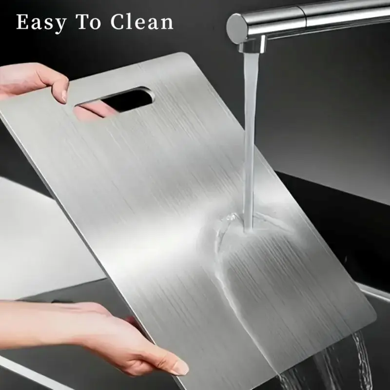 Stainless Steel Dual-Sided Chopping Board - Antislip, Corrosion-Resistant, Scratch-Resistant, Easy-to-Clean, Durable, Hygienic, Dishwasher-Safe Home Supply for Meat, Veggies, Modern Meal Prep