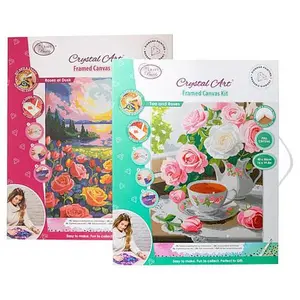 Crafts & Sewing Craft Buddy Crystal Art Set of 2 Framed Canvas Kits