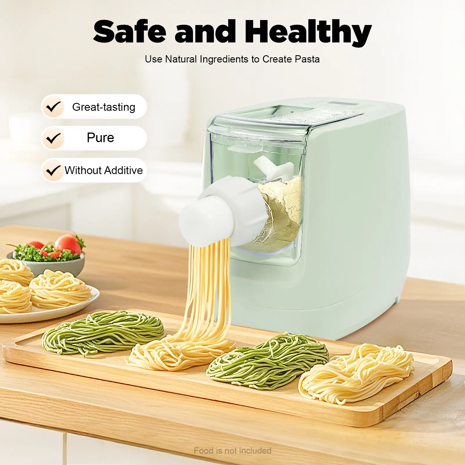 260W Electric Automatic Noodle Maker Machine for Home-Kitchen, 13 Molds for Multiple Shapes, ABS/PC/POM Additive-Free Fresh Spaghetti & Dumpling Wrapper Extruder (Kitchenware, Pasta & Pizza Utensils)