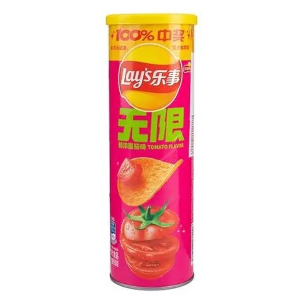 Lay's Stax Potato Chips, Seasoned Tomato Flavor, Crispy Snack with 160 cal/pack, 3.17 oz, Room Temp