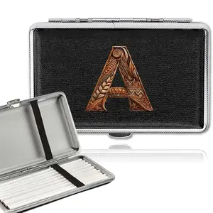 PU Leather Cigarette Case - Traditional Style, Waterproof & Pocket-Sized | Durable Cig Storage Box for Daily Carry | 26 Letters & Wooden Texture Pattern Options | Ideal Gifts for Halloween & Christmas