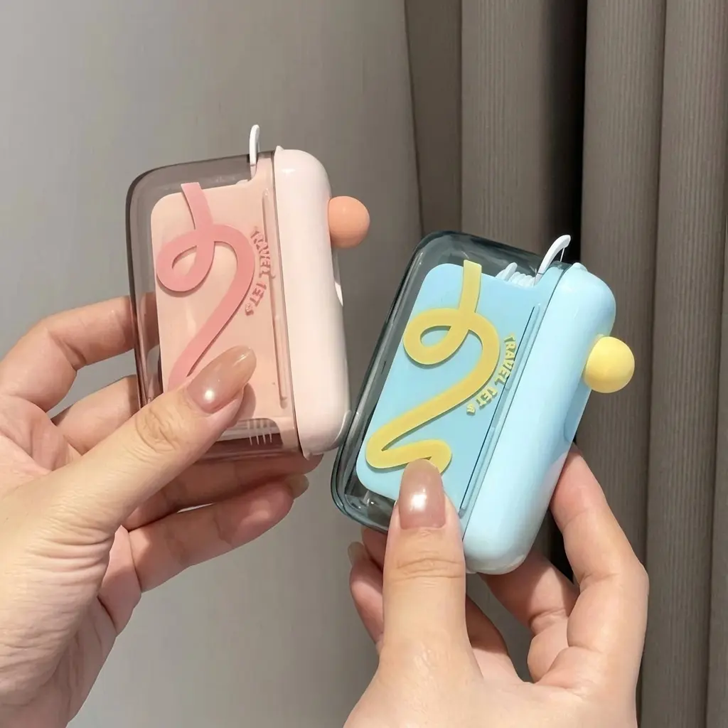 Auto-Popup Aesthetic Automatic Floss Box, Portable Daily Tooth Floss Picks Holder (100pcs) - Refillable Home Organizer for Purse Travel Hygiene Storage