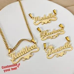 Stainless Steel Heart Tag Pendant Necklace - Customizable Name, Removable Cuban Chain, Personalized Jewelry, Ideal Gift for Best Friend and Family - Everyday Wear, Parties, Christmas, Elegant and Hip Hop Style, No Plating, Multiple Styles Available