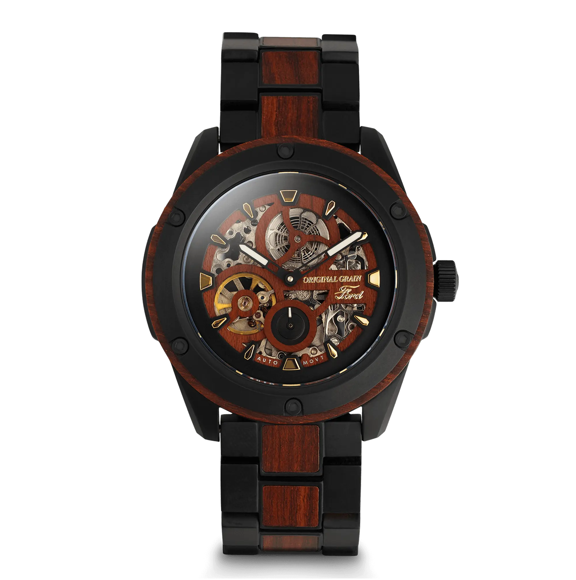 Men's Ford.com Heritage Rugged Automatic Watch, 44mm Fashion Accessory, Automatic Watches, Steel Band, Skeleton Dial, American Heritage