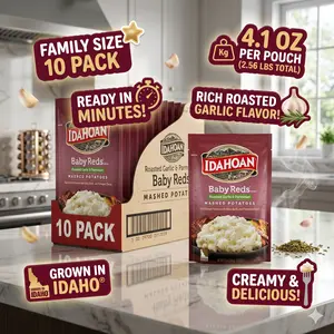 Idahoan Baby Reds with Roasted Garlic and Parmesan Mashed Potatoes, Naturally Gluten-Free, 100% Real Idaho Potatoes, 4 servings per bag, 4.1 ounce (Pack of 10)