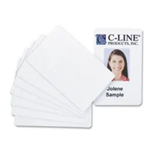 212 MAIN CR80 Size PVC ID Badge Cards, 30 Mil Thick PVC Material, 3.38 in. x 2.13 in., 100-Pack White ID Badges Compatible with Thermal Printers