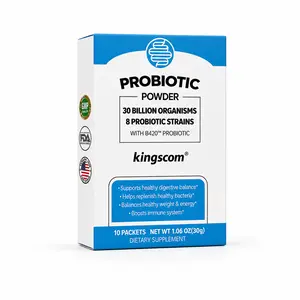 Kingscom Probiotics Stick Packs, 30 Billion CFUs Multi-Strain Probiotic Blend, Daily Gut Health & Digestive Wellness , 1 Stick Daily, 10 Count Energy Liquid Carnitine Supplement
