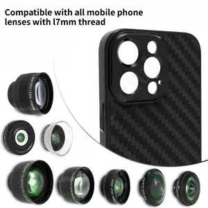 17mm Carbon Fiber Thread Phone Case For iPhone 17 Pro Max 17mm Interface Phone Case iPhone 17 Series Photography Accessories