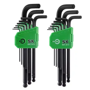 #fathersdaygift SK 18-Pack Allen Wrench Set, Metric & SAE Hex Key Set, L-Shaped, S2 Steel, Black Phosphating Finish
