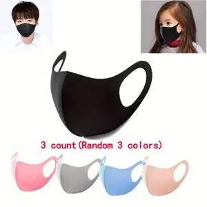 3-Pack Unisex Stylish Knitted Dustproof Breathable Cotton Ice Silk Sun Protection Washable Masks for All Seasons Reusable Mask