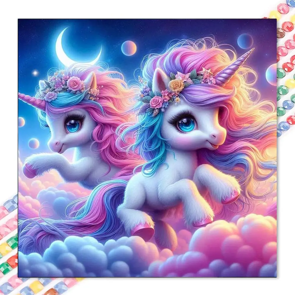 1 set of DIY diamond painting kit, 5D diamond art kit, DIY decoration colorful unicorn diamond painting kit full round drill, mosaic, diamond art, DIY art home decoration, suitable for Christmas, Handicraft