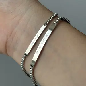 "I love you, forever & always" Bracelet Set for Mothers Daughters Couples and Best Friends Engraved Jewelry